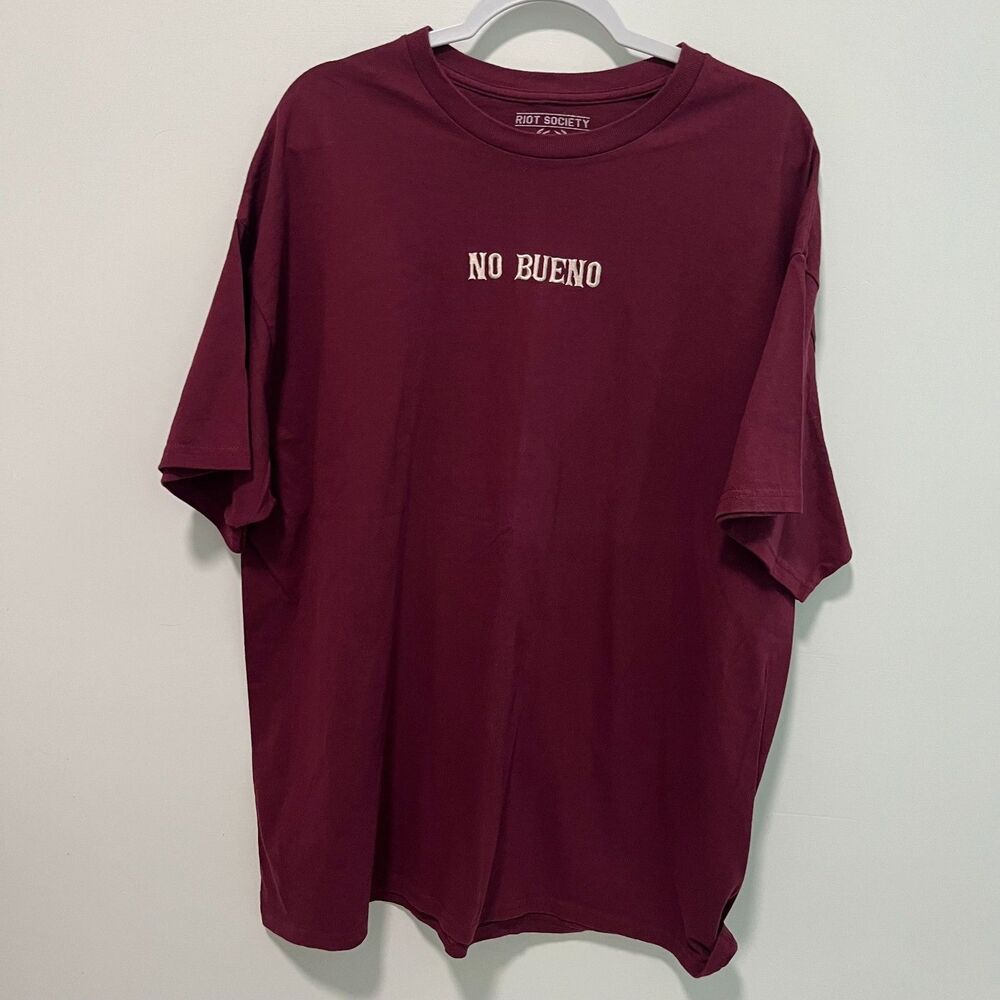 Riot Society "No Bueno" Graphic Men's T- Shirt Burgundy Size XXL